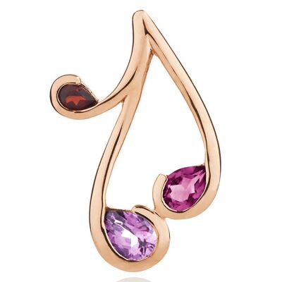 Pendentif Tana en or rose avec améthyste, rhodolite et grenat - Trace18RGP