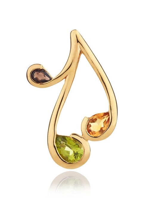 Tana Gold Pendant With Peridot, Citrine and Smoky Quartz - No chain