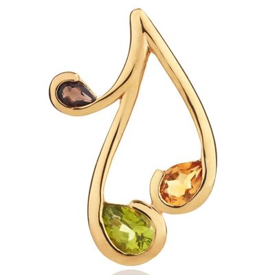 Tana Gold Pendant With Peridot, Citrine and Smoky Quartz - Omega18GP