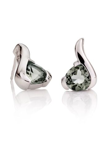 Boucles d'oreilles sensuelles en argent avec améthyste verte 1