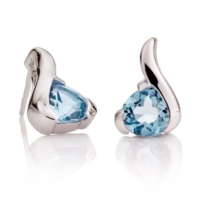 Pendientes sensuales de plata con topacio azul