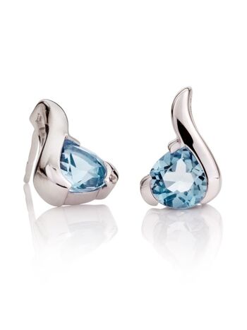 Boucles d'oreilles sensuelles en argent avec topaze bleue 1