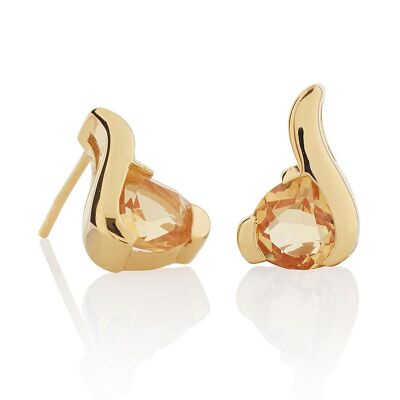 Sensual Gold Earrings with Citrine