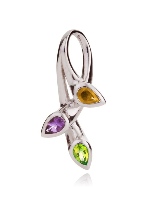 Kazo Silver Pendant With Peridot, Citrine and Amethyst - Snake18RD