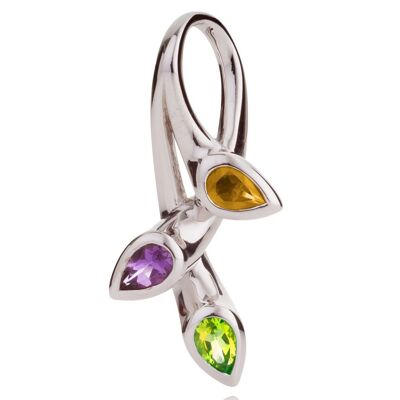 Kazo Silver Pendant With Peridot, Citrine and Amethyst - Snake18RD