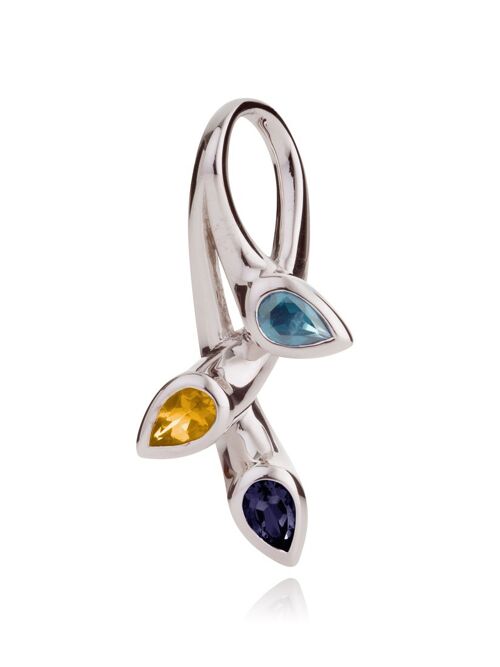 Kazo Silver Pendant With Iolite, Blue Topaz and Citrine - No chain