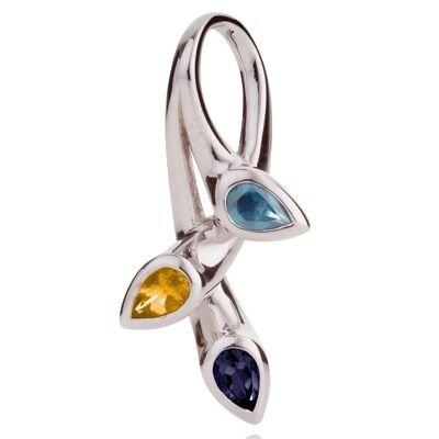 Kazo Silver Pendant With Iolite, Blue Topaz and Citrine - Omega18RD