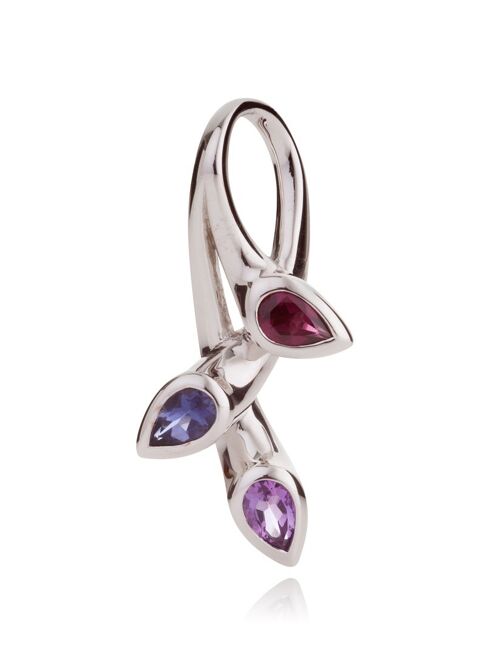 Kazo Silver Pendant With Amethyst, Rhodolite and Iolite - Snake18RD