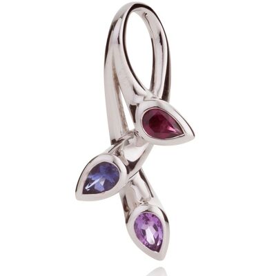 Kazo Silver Pendant With Amethyst, Rhodolite and Iolite - Snake18RD
