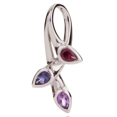 Kazo Silver Pendant With Amethyst, Rhodolite and Iolite - Trace18RD
