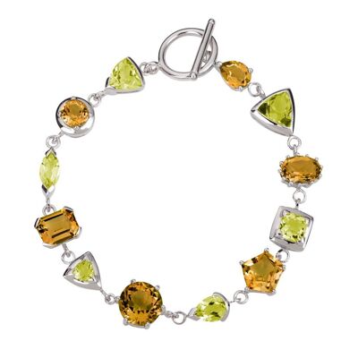 Lanitra Silver Bracelet With Citrine and Lemon Quartz