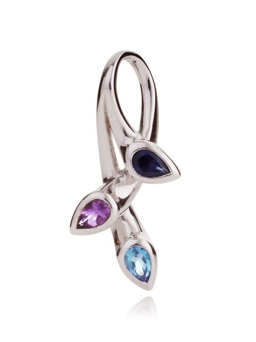 Kazo Silver Pendant With Amethyst, Blue Topaz and Iolite - Snake18RD