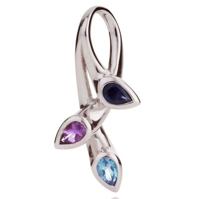 Kazo Silver Pendant With Amethyst, Blue Topaz and Iolite - Snake18RD