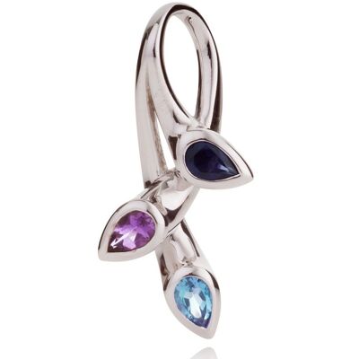 Kazo Silver Pendant With Amethyst, Blue Topaz and Iolite - Snake18RD