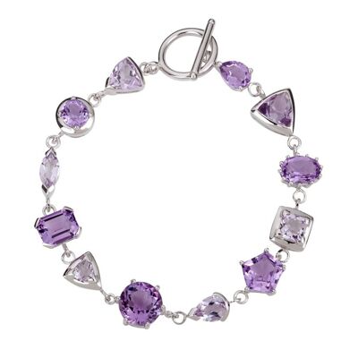 Lanitra Silver Bracelet With Amethyst and Rose de France Citrine