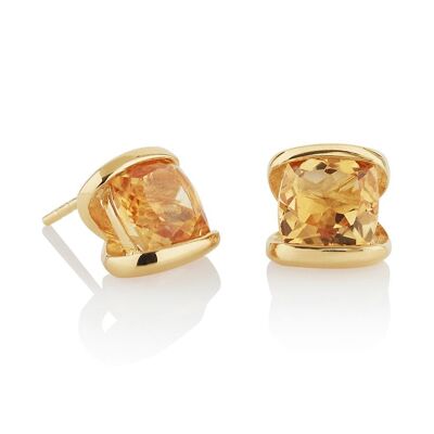 Infinity Gold Earrings With Citrine