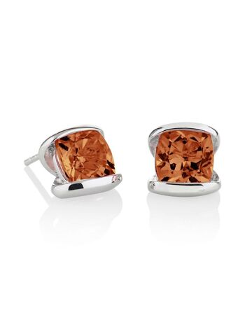 Boucles d'oreilles en argent infini avec quartz cognac 1