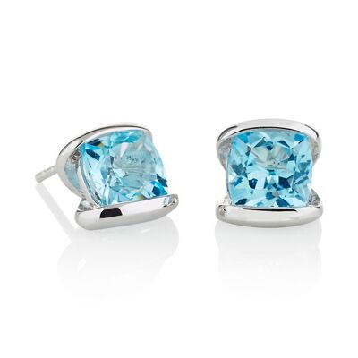 Infinity Silver Earrings With Blue topaz