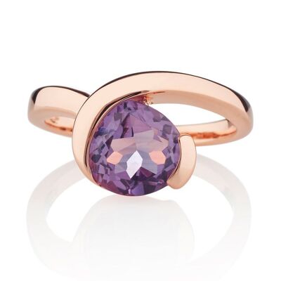 Sensual Rose gold Ring with Amethyst