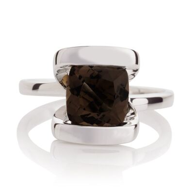 Infinity Silver Ring With Smoky Quartz