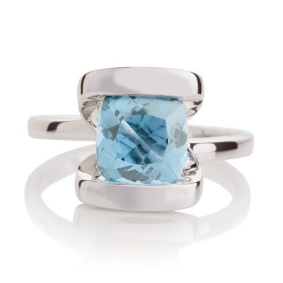 Bague en argent infini avec topaze bleue