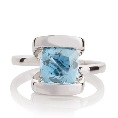 Infinity Silver Ring With Blue topaz