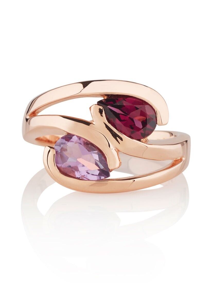 Unique Amethyst Wedding Band Vintage Curved V Shaped 14k Rose Gold Ame –  WILLWORK JEWELRY
