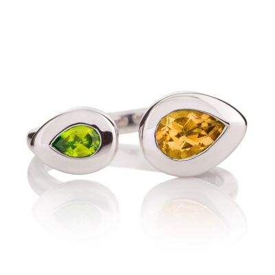 Anello Toi et Moi in Argento con Peridoto E Citrino