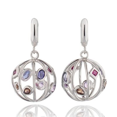 Boucles d'oreilles Votra - Quartz fumé / Iolite - Argent sterling plaqué rhodium