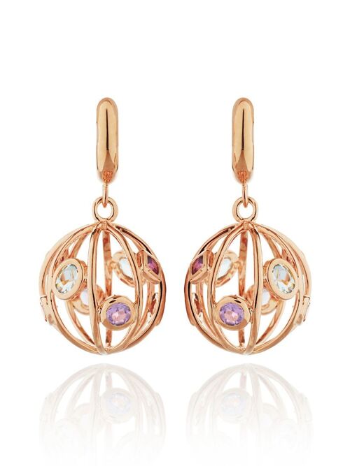 Votra Earrings - Blue topaz / Amethyst / Rhodolite / Citrine - Rose Gold Plated Sterling Silver