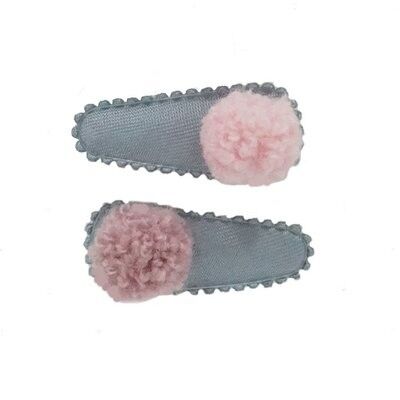 Baby hair clip UNI pompom old ping/light pink
