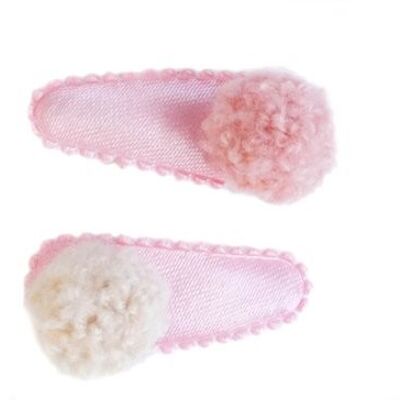 Babyhaarclipje UNI pompom pink