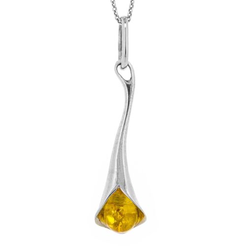 Lemon Amber Flute Pendant with 18" Trace Chain and Presentation Box