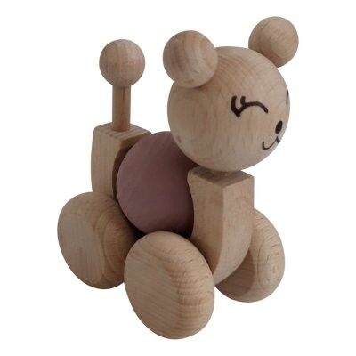 Wooden bear old pink