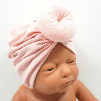 Bonnet bébé DONUT rose poudré 2