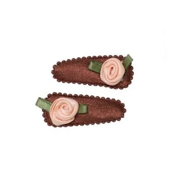 Barrette bébé cognac rose saumon 1