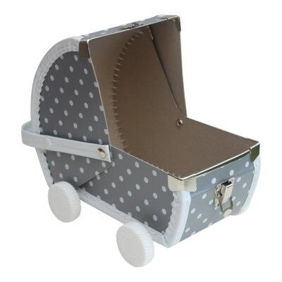 Spielbox Puppenwagen grau