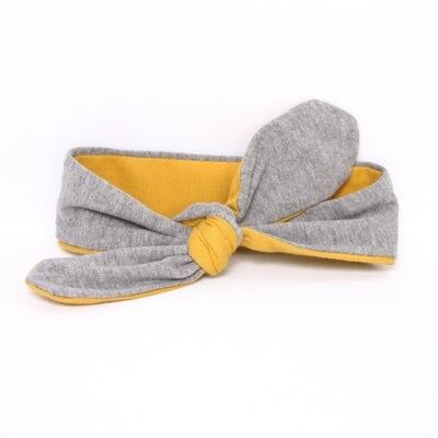 Baby hair band TIED bi-colour ocher/grey