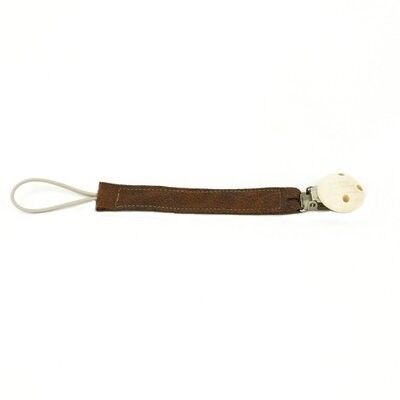 Pacifier ribbon leather look brown