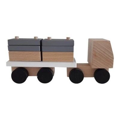 Bloc de camion en bois rectangle monochrome