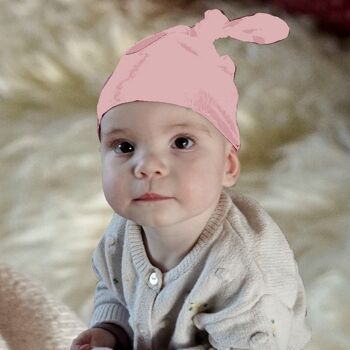Bonnet bébé Nouveau-né avec bouton blush 2