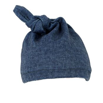 Bonnet bébé avec bouton jeans 2