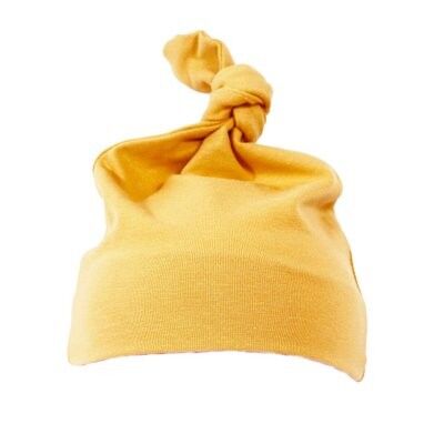 Cappello neonato neonato con nodo ocra