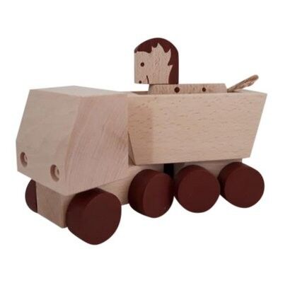 Wooden truck with horse brown