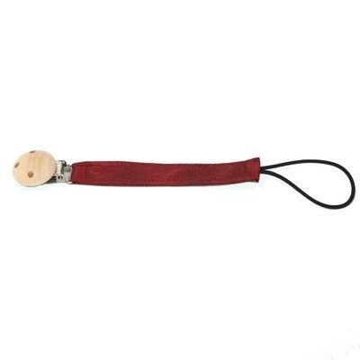 Pacifier ribbon leather look wine red
