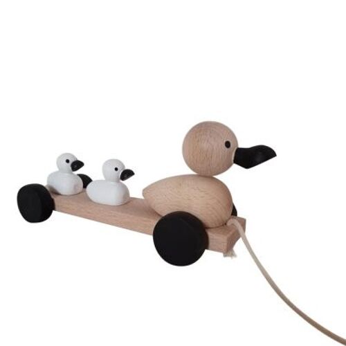 Wooden pull figures Ducks monochrome