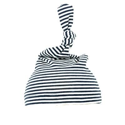 Baby hat Newborn with button stripe