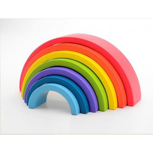 Puzzel blokken regenboog 7-delig pastel