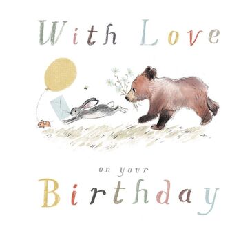 Avec amour pour votre anniversaire, carte de vœux de qualité, « l'ours, le lièvre et la souris », illustrations réconfortantes, fabriquées au Royaume-Uni, BHME02 4