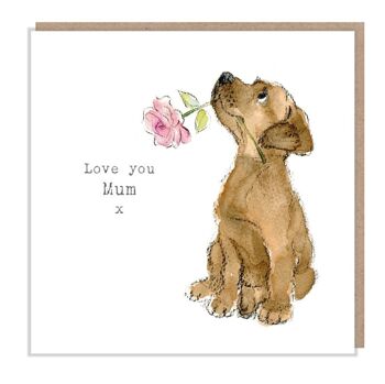 Carte de fête des mères - Carte de maman - Carte de voeux de qualité - Illustration charmante - Gamme 'Absolutely barking' - Labrador - Fabriqué au Royaume-Uni - ABE015 1
